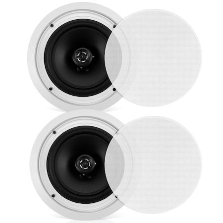In-Wall / In-Ceiling Speakers, 2-Way Flush Mount Home Speaker Pair, 250 Watt